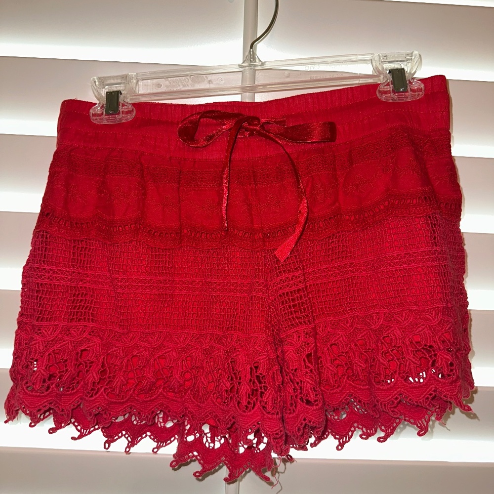 No Boundaries Red Lace Shorts